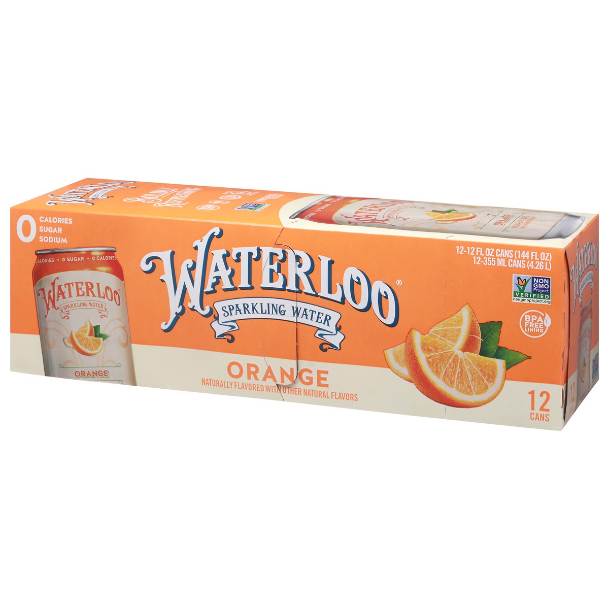 slide 8 of 13, Waterloo Sparkling Water Orange - 144 oz, 12 ct