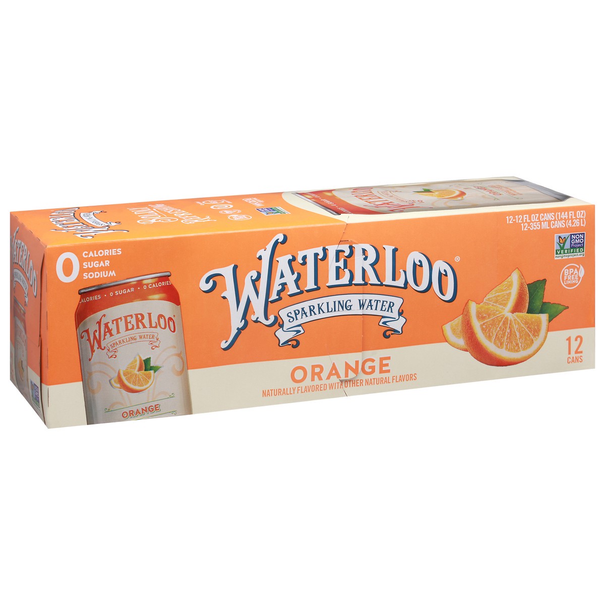 slide 6 of 13, Waterloo Sparkling Water Orange - 144 oz, 12 ct