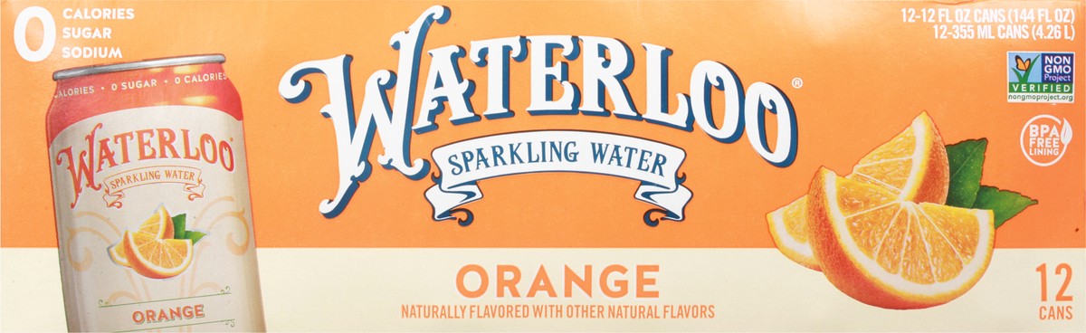 slide 11 of 13, Waterloo Sparkling Water Orange - 144 oz, 12 ct