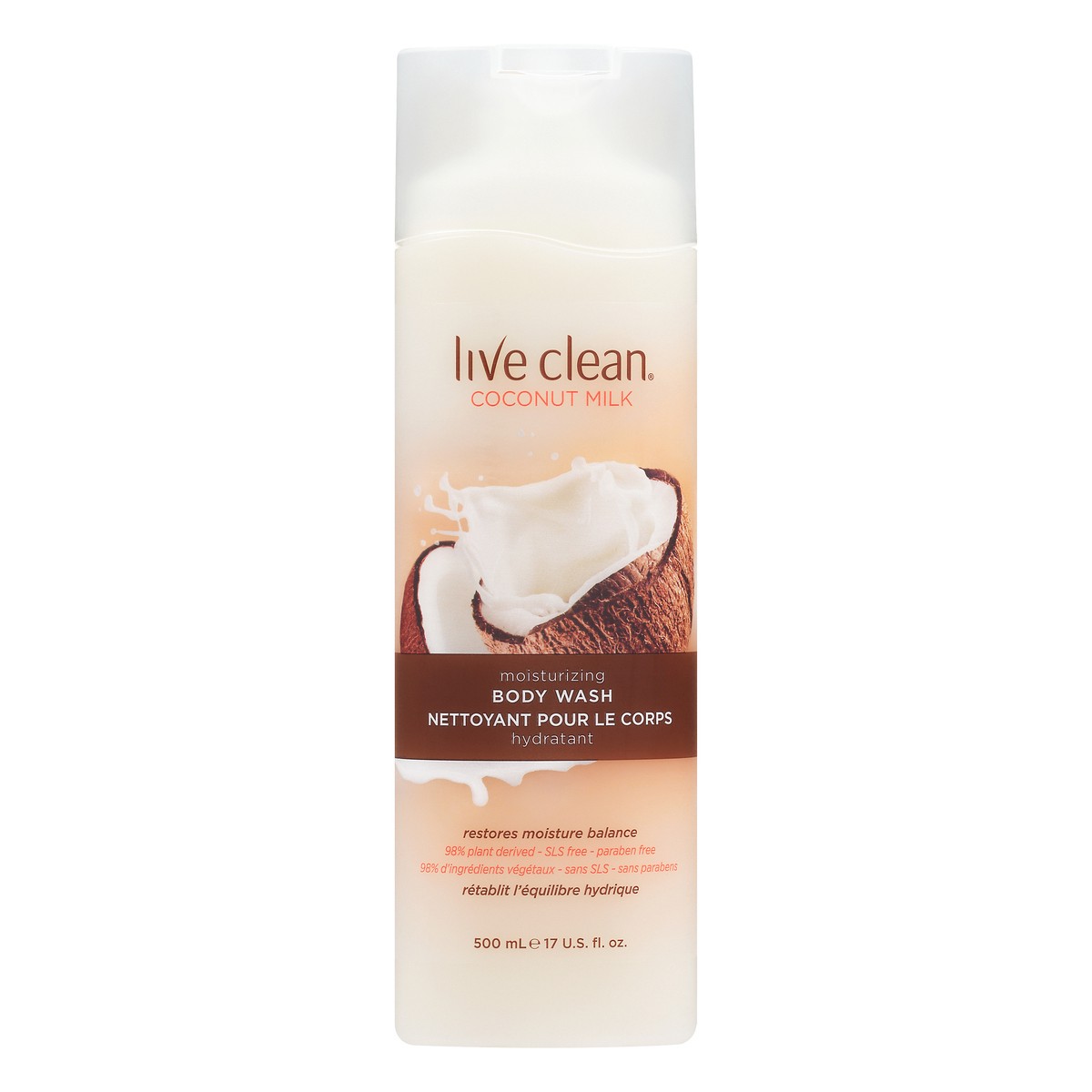 slide 1 of 12, Live Clean Coconut Milk Moisturizing Body Wash 500 ml, 17 oz