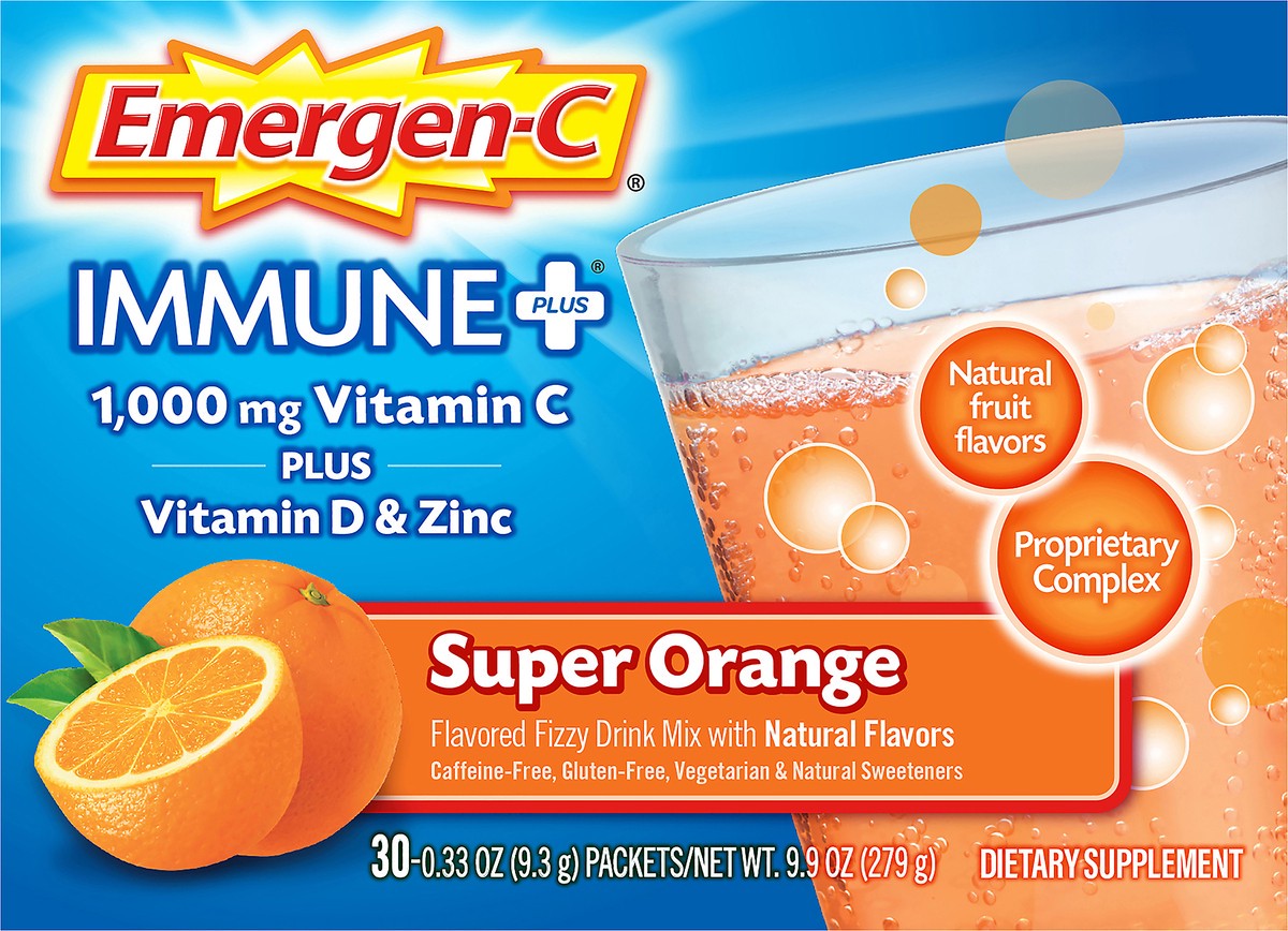 slide 1 of 7, Emergen-C Orange Immune Plus Super, 30 ct