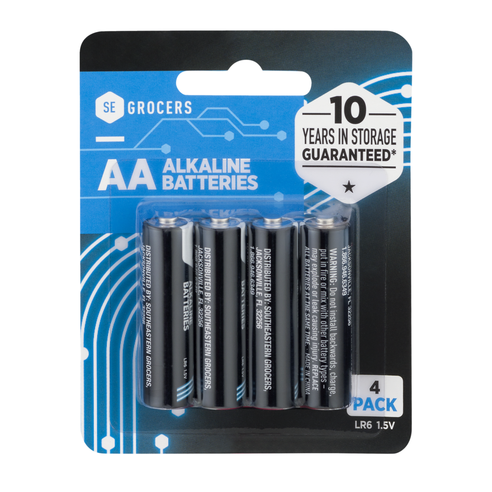 slide 1 of 1, SE Grocers Alkaline Batteries, 4 ct