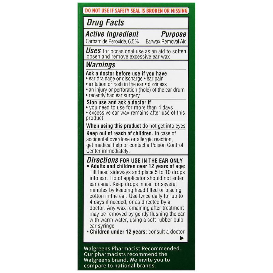 slide 5 of 5, Walgreens Ear Wax Removal Drops, 0.5 fl oz