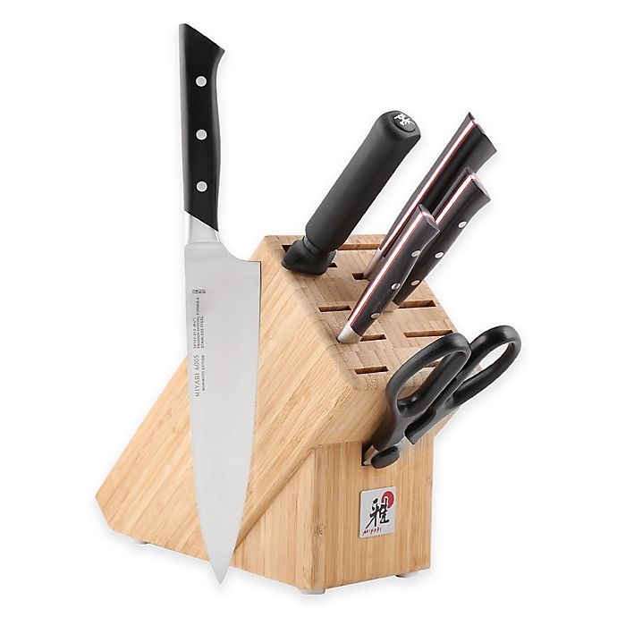 slide 1 of 4, MIYABI Morimoto Red Series 600 S Knife Block Set, 7 ct