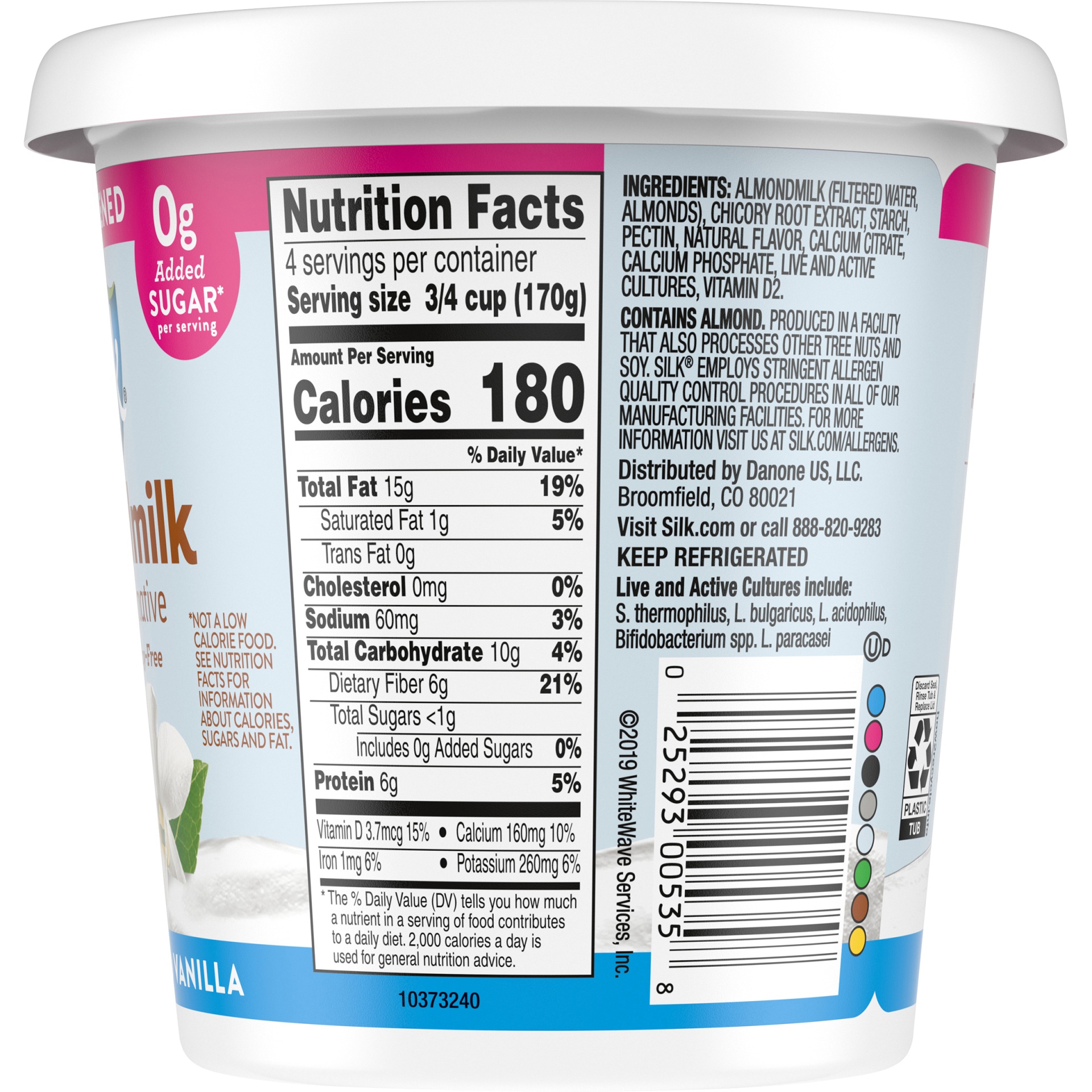 Silk Unsweetened Vanilla Almond Milk Yogurt Alternative - 24oz Tub 24 ...