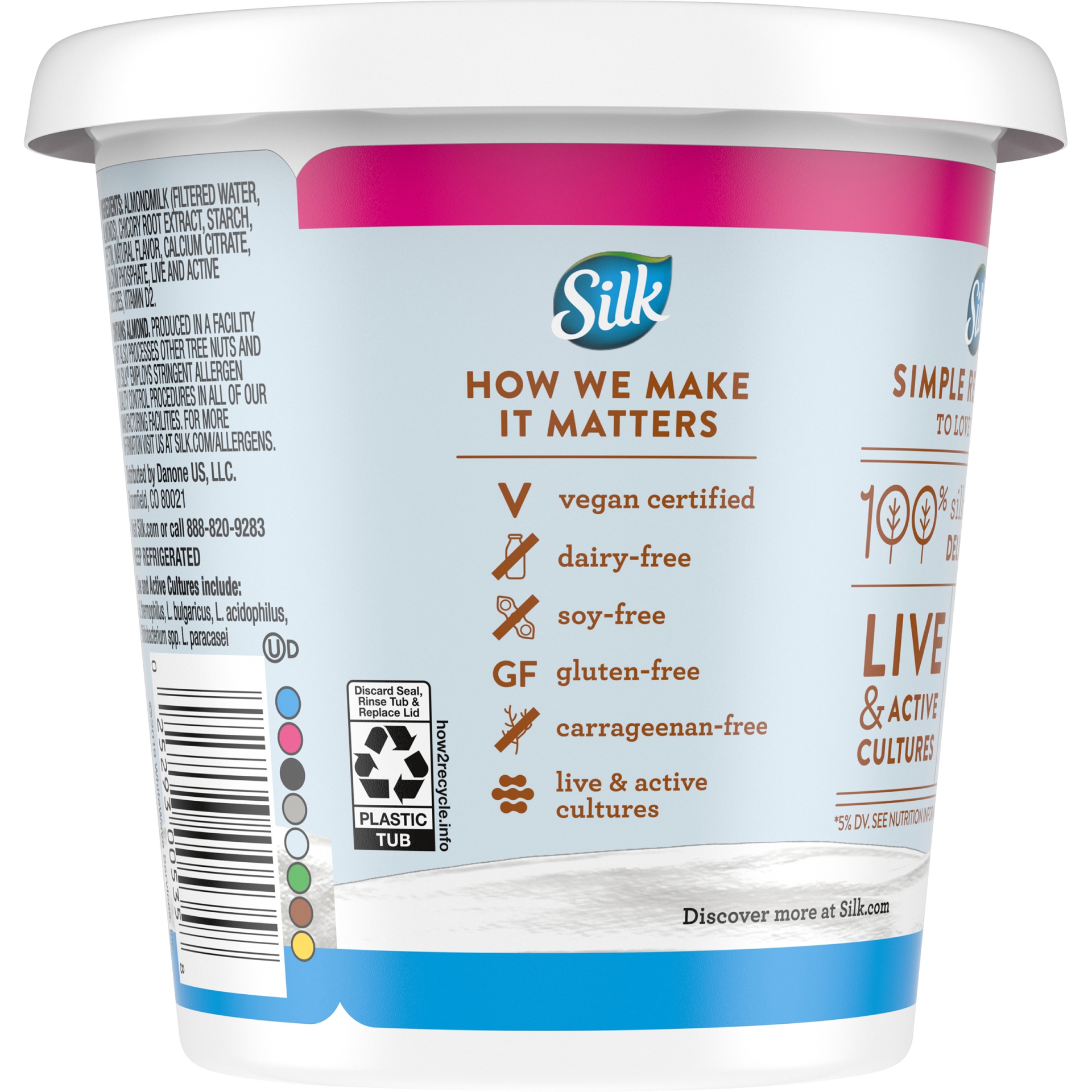 Silk Unsweetened Vanilla Almond Milk Yogurt Alternative 24oz Tub 24