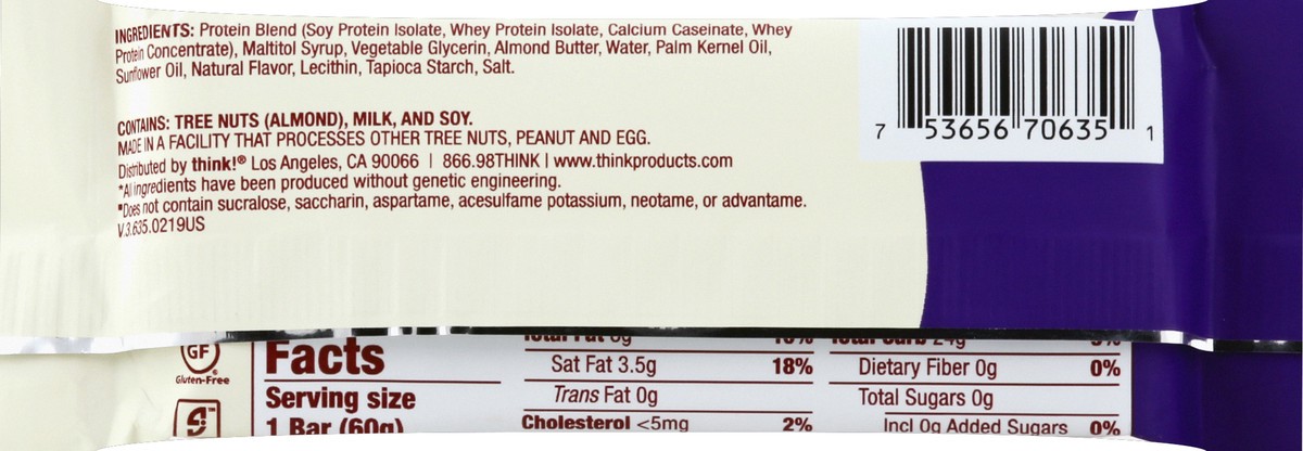 slide 3 of 7, think! White Chocolate High Protein Bar 2.1 oz, 2.1 oz