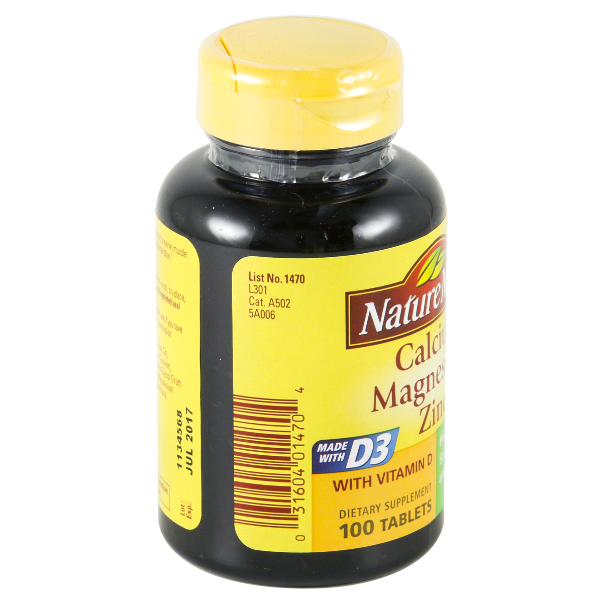 slide 2 of 4, Nature Made Calcium Magnesium & Zinc Tablets, 100 ct