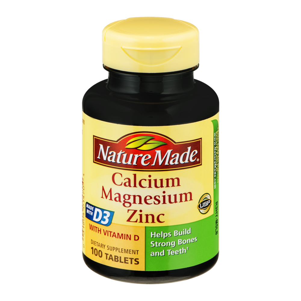 slide 1 of 4, Nature Made Calcium Magnesium & Zinc Tablets, 100 ct
