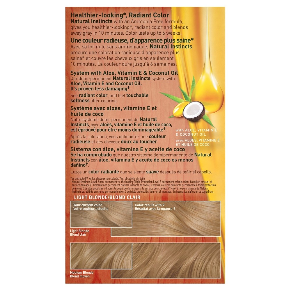 slide 3 of 4, Clairol Natural Instincts Non-Permanent Hair Color - 9 Light Blonde, 1 ct