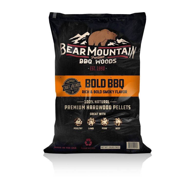 slide 1 of 9, Bear Mountain BBQ Woods Bold BBQ Premium Hardwood Pellets 20 lb, 20 lb