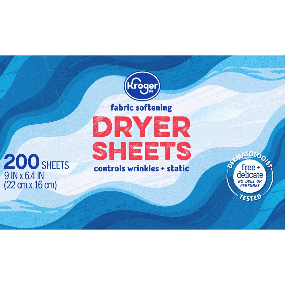 slide 2 of 2, Kroger Fabric Softening Free & Delicate Dryer Sheets, 200 ct