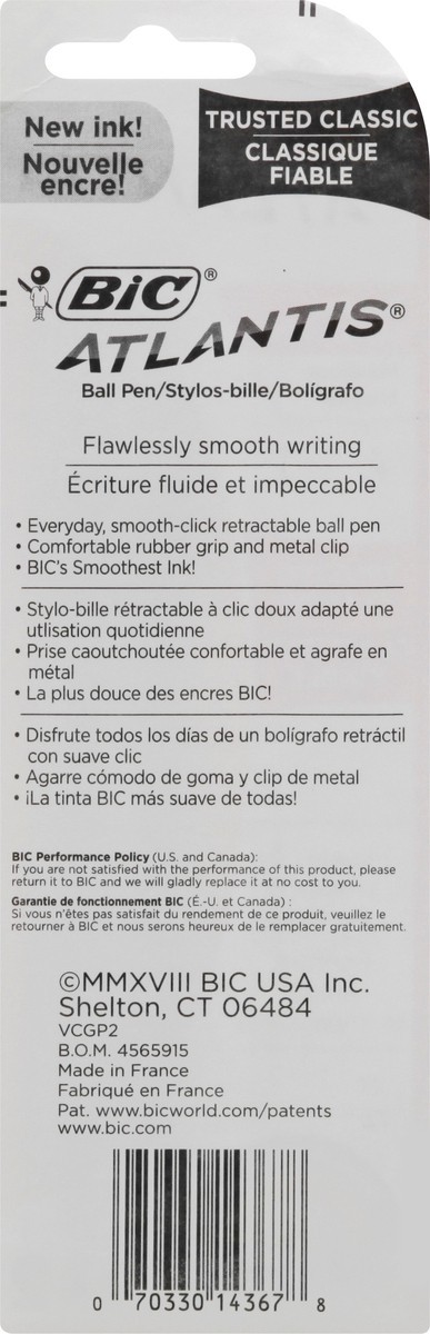 slide 3 of 9, BIC Atlantis Medium Trusted Classic Black Ball Pens 2 ea, 2 ct