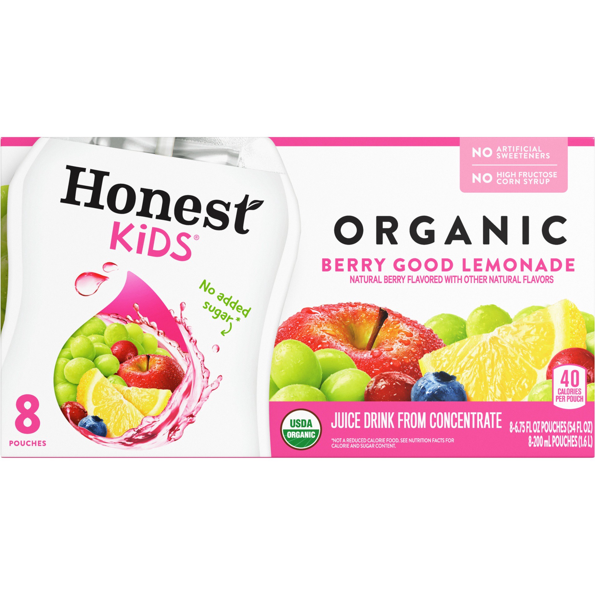 slide 2 of 13, Honest Thirst Quencher, Lower-Sugar Organic, Berry Berry Good Lemonade - 8 ct, 8 ct