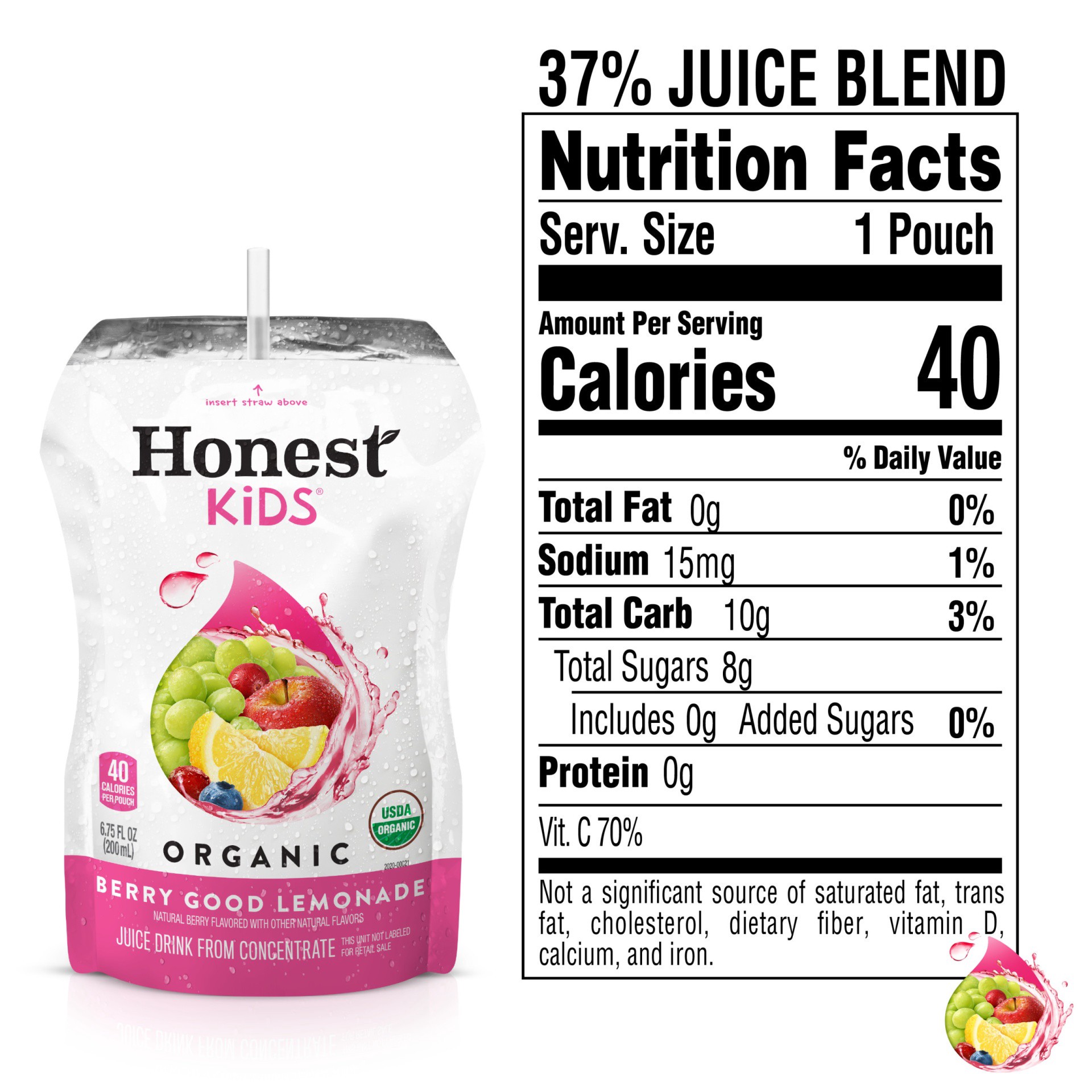 slide 8 of 13, Honest Thirst Quencher, Lower-Sugar Organic, Berry Berry Good Lemonade - 8 ct, 8 ct