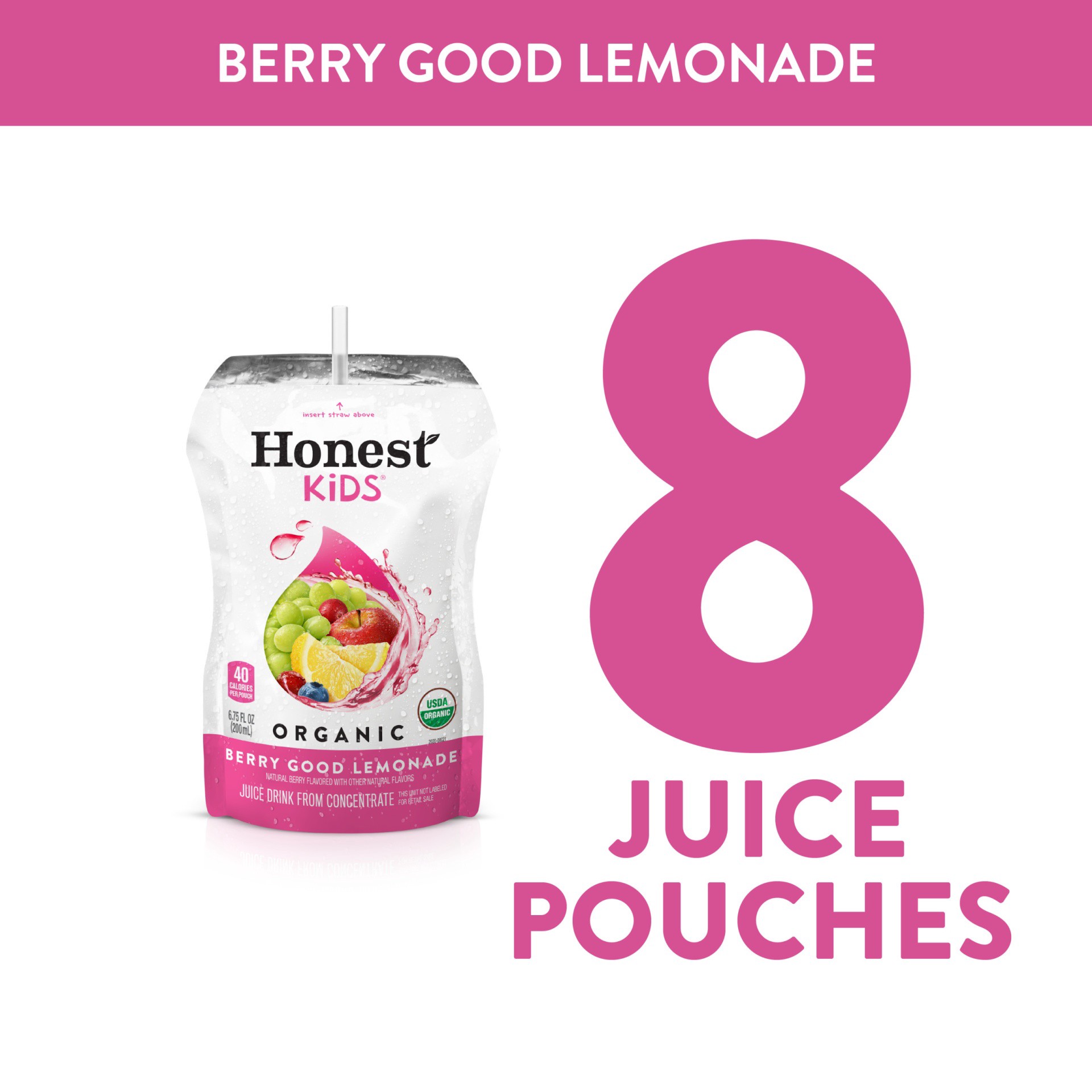 slide 10 of 13, Honest Thirst Quencher, Lower-Sugar Organic, Berry Berry Good Lemonade - 8 ct, 8 ct