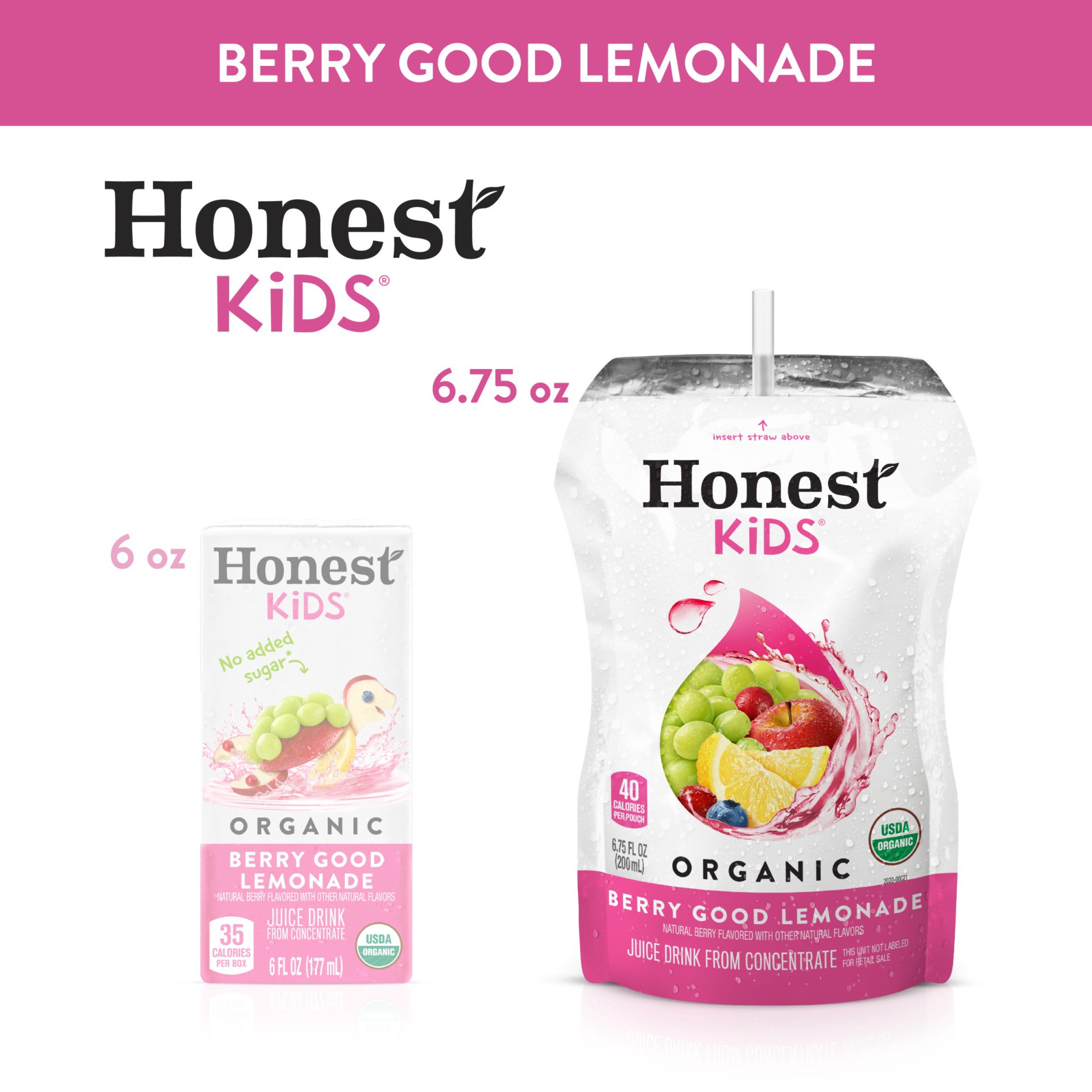 slide 11 of 13, Honest Thirst Quencher, Lower-Sugar Organic, Berry Berry Good Lemonade - 8 ct, 8 ct