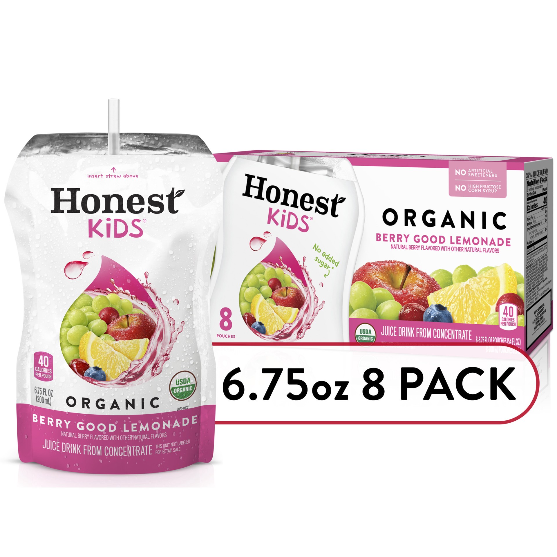 slide 1 of 13, Honest Thirst Quencher, Lower-Sugar Organic, Berry Berry Good Lemonade - 8 ct, 8 ct