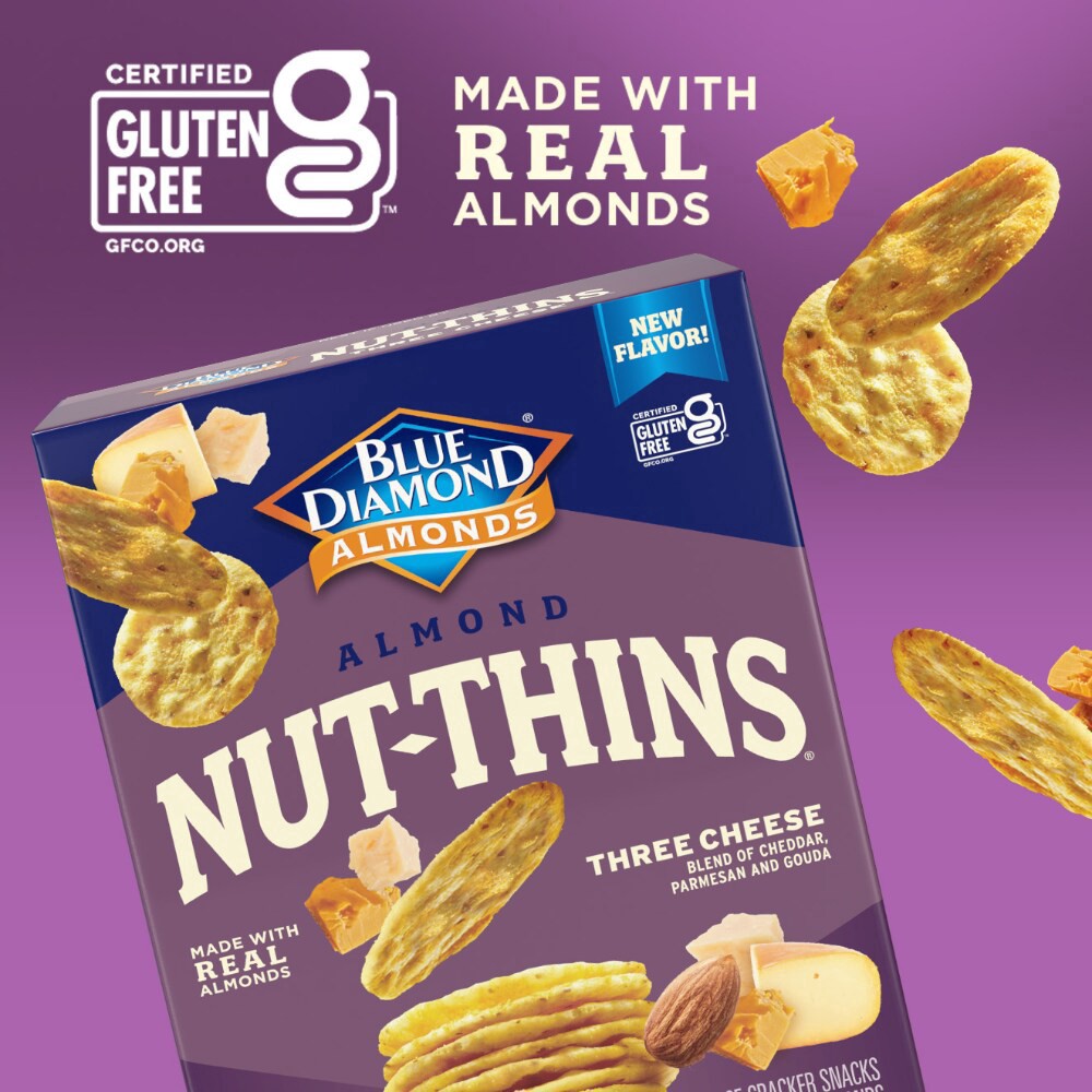 slide 2 of 5, Blue Diamond Nut-Thins Almond Three Cheese Rice Cracker Snacks 4.25 oz, 4.25 oz