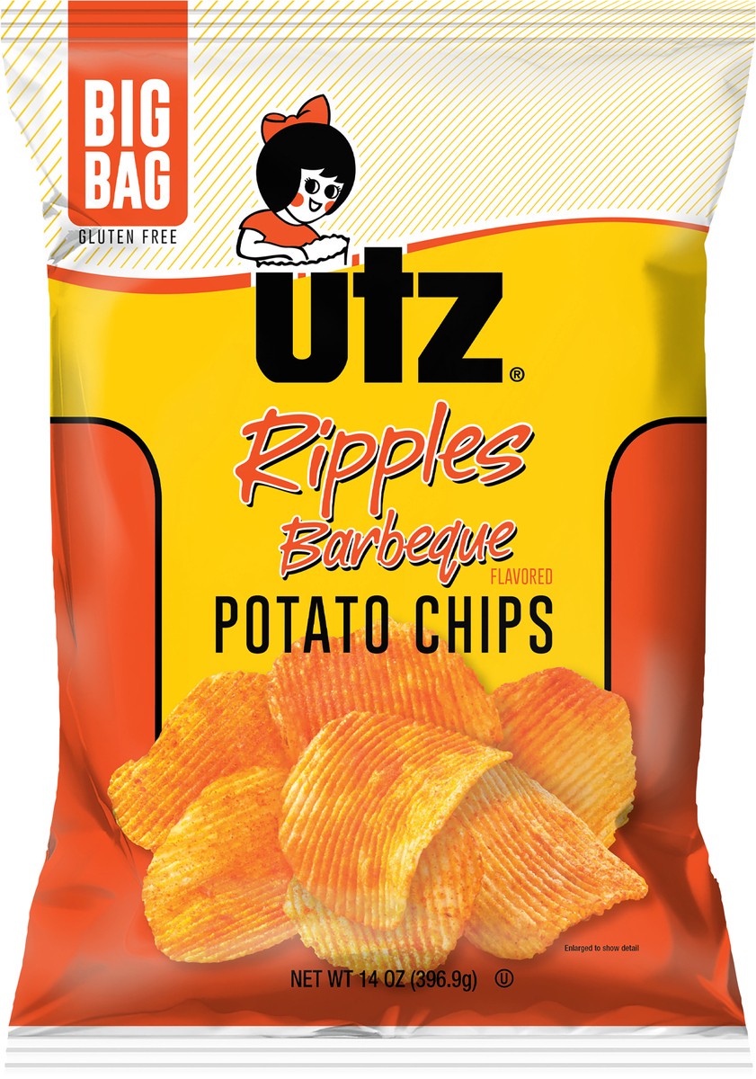 slide 2 of 7, Utz Ripples Barbeque Potato Chips Big Bag 14 oz, 14 oz