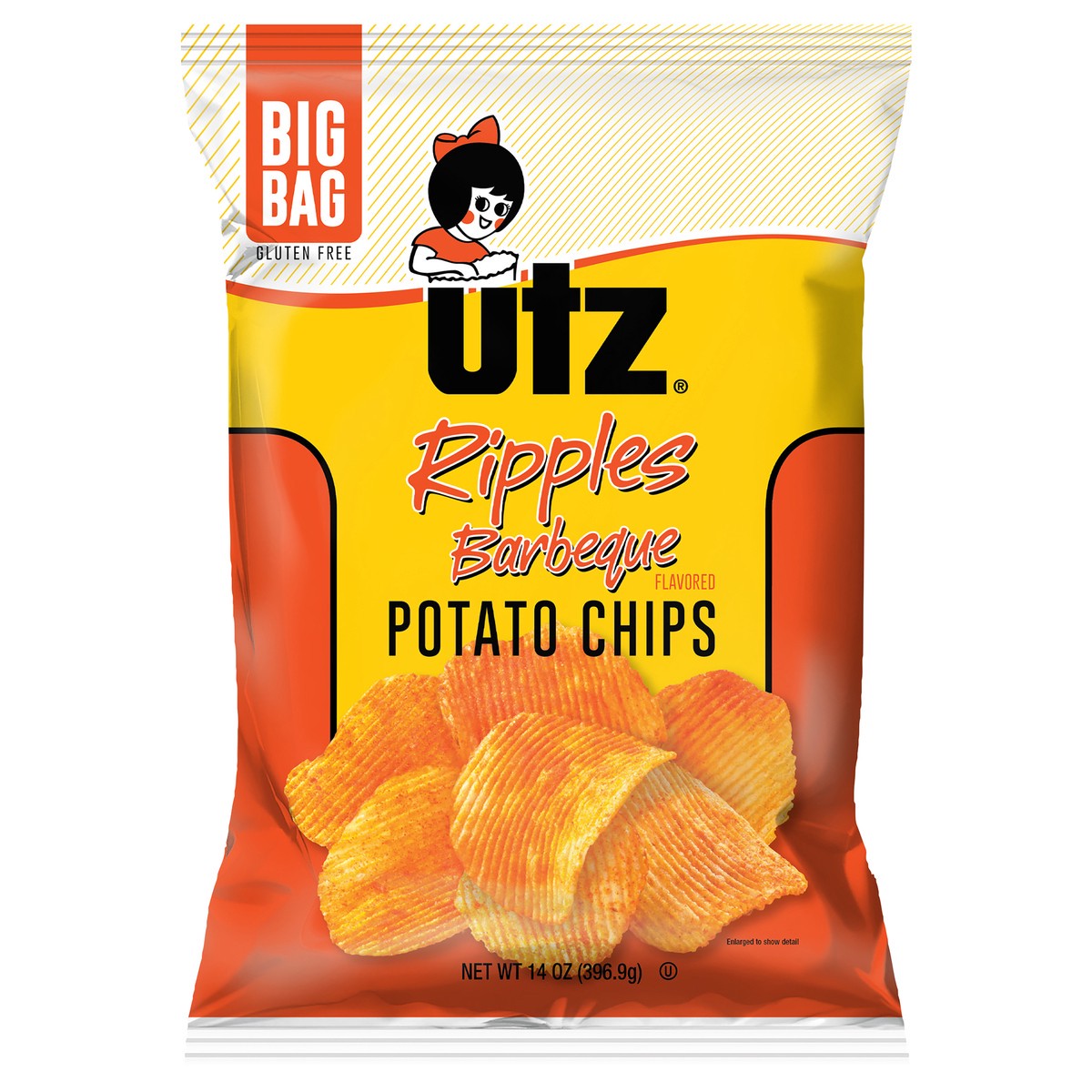 slide 1 of 7, Utz Ripples Barbeque Potato Chips Big Bag 14 oz, 14 oz