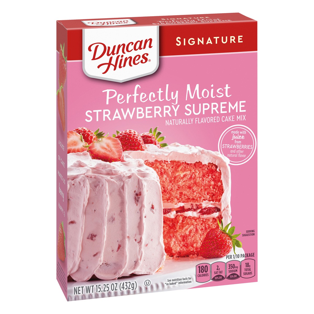 slide 8 of 13, Duncan Hines Signature Perfectly Moist Strawberry Supreme Cake Mix 15.25 oz, 15.25 oz