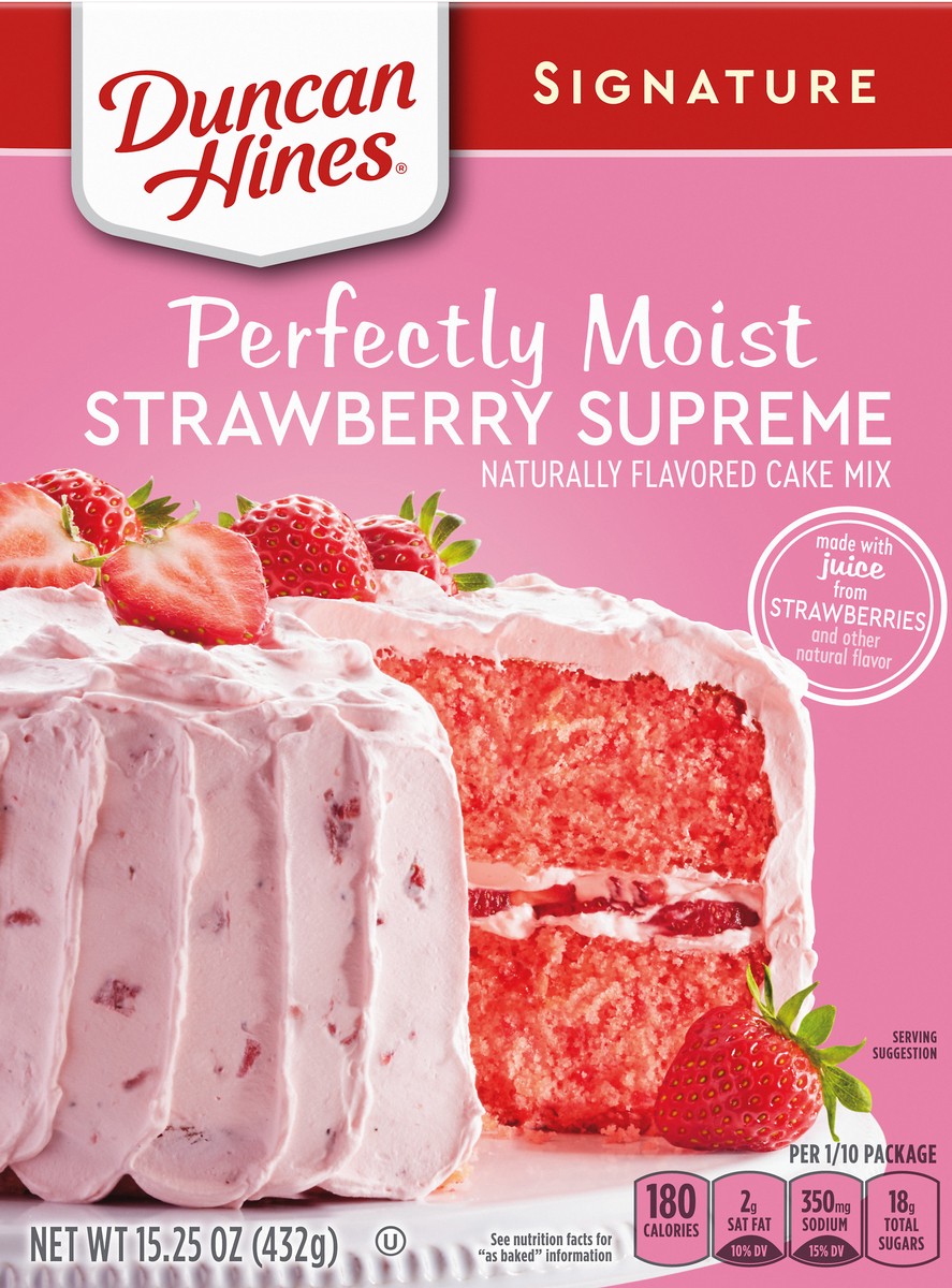 slide 3 of 13, Duncan Hines Signature Perfectly Moist Strawberry Supreme Cake Mix 15.25 oz, 15.25 oz