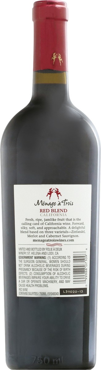 slide 5 of 9, Menage a Trois Red Blend Wine - 750ml Bottle, 750 ml