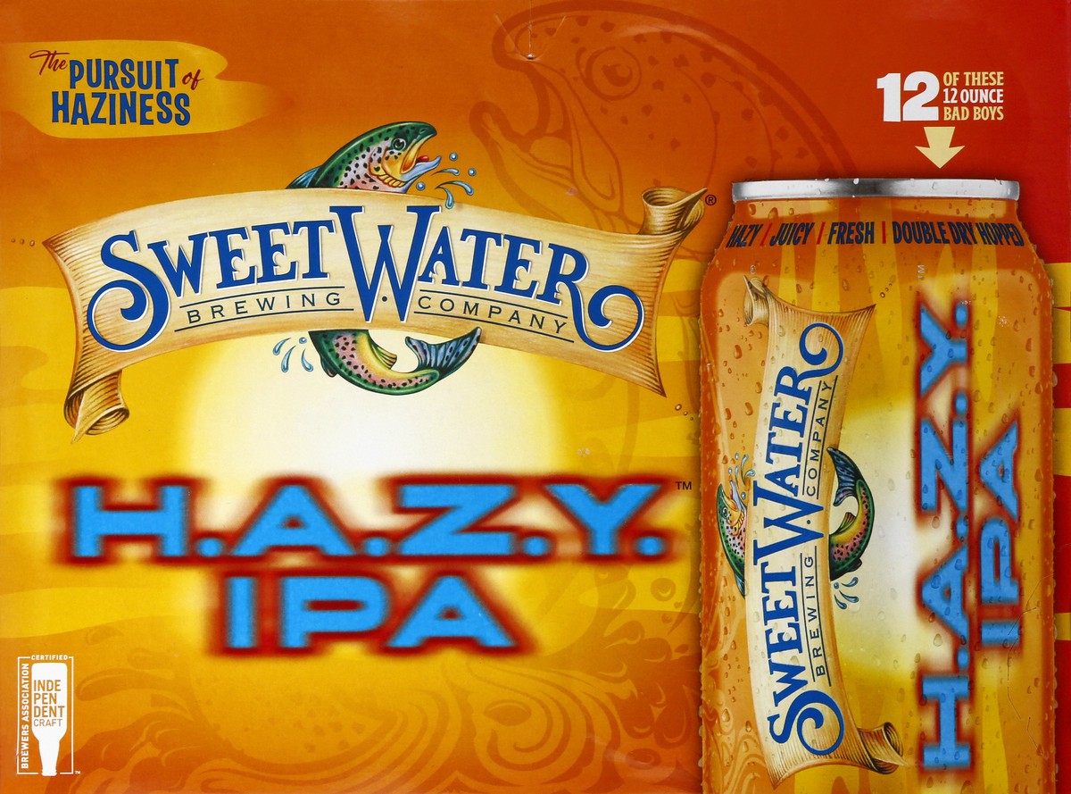 slide 1 of 9, SweetWater Brewing Co Hazy IPA Beer 12 ea, 144 fl oz