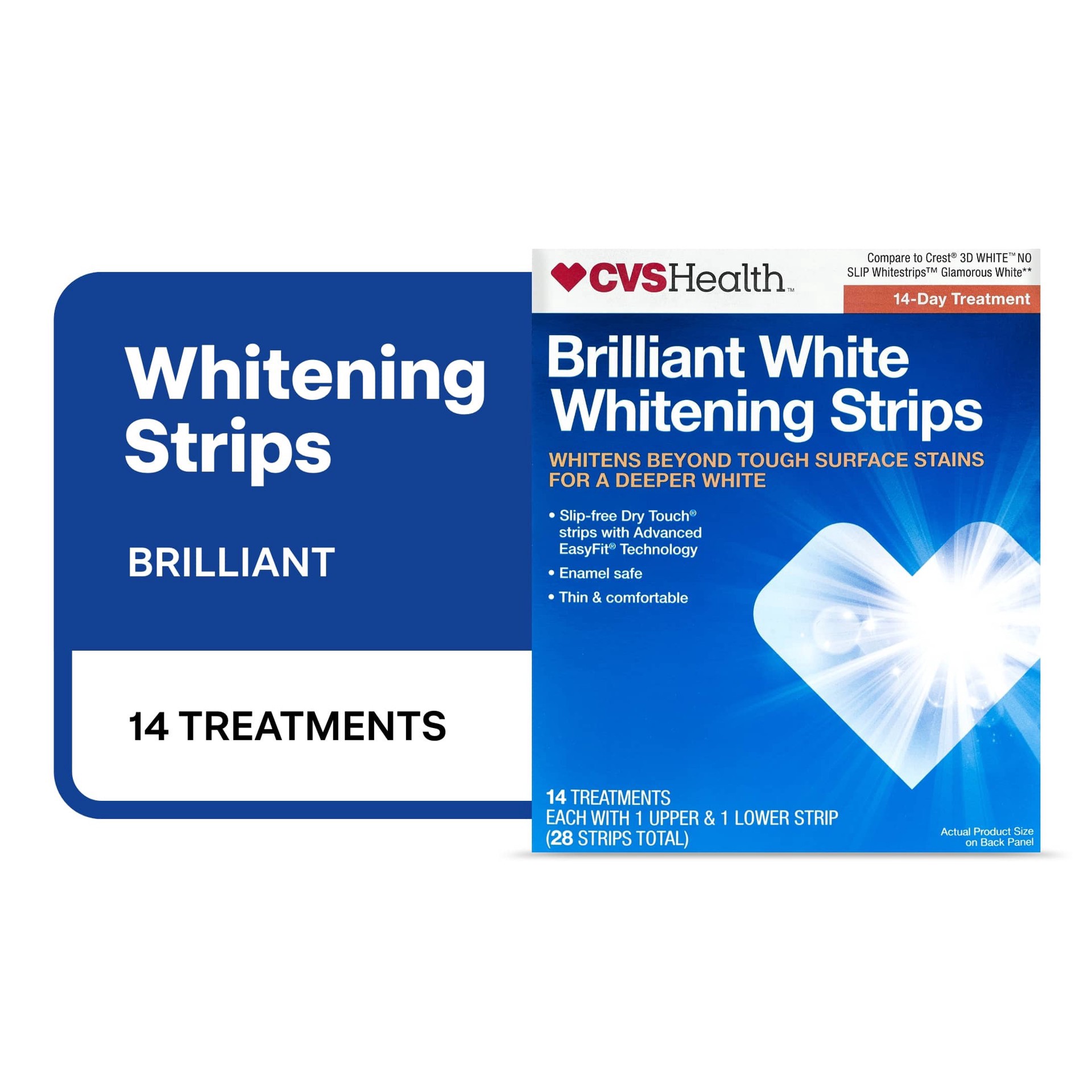 slide 1 of 1, CVS Health Brilliant White Whitening Strips, 14 Treatments, 1 ct