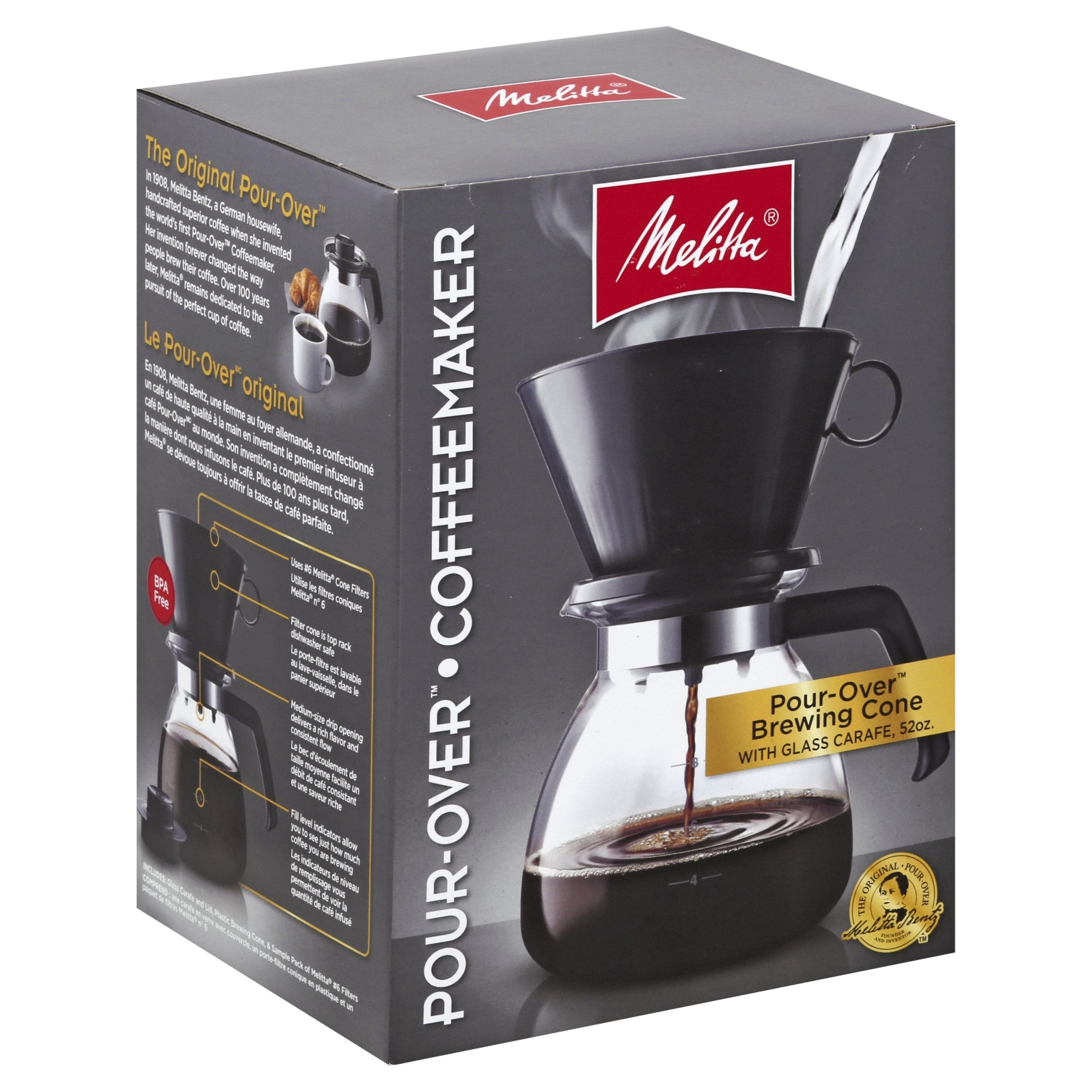 slide 1 of 6, Melitta Cone Filter Pour Over Coffeemaker, 1 ct