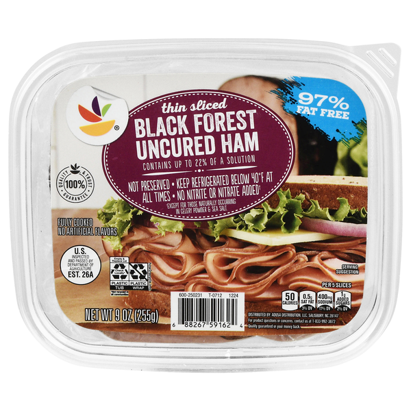 slide 1 of 1, Giant 97% Fat Free Black Forest Uncured Ham Thin Sliced, 9 oz