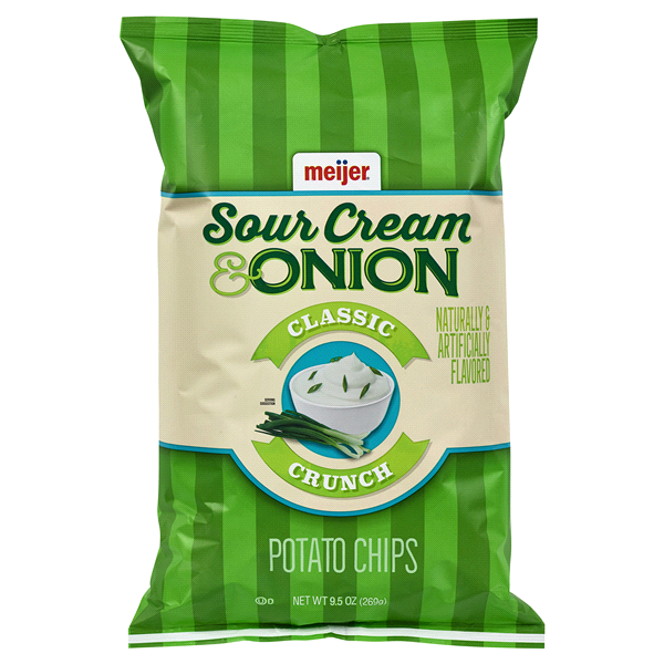 slide 1 of 1, Meijer Sour Cream & Onion Potato Chips, 9.5 oz