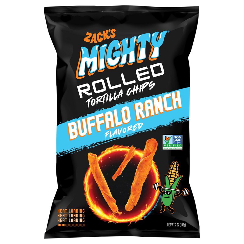 slide 1 of 3, Zack's Mighty Buffalo Ranch Rolled Tortilla Chips, 7 oz