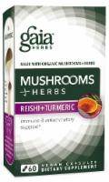 slide 1 of 1, Gaia Herbs Mushrooms Reishi + Turmeric Capsules, 60 ct