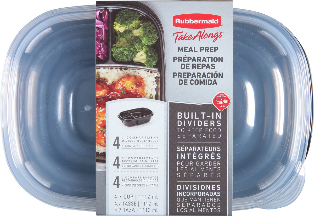 slide 10 of 11, Rubbermaid Take Alongs 4.7 Cup Black Meal Prep 4 ea, 4 ct