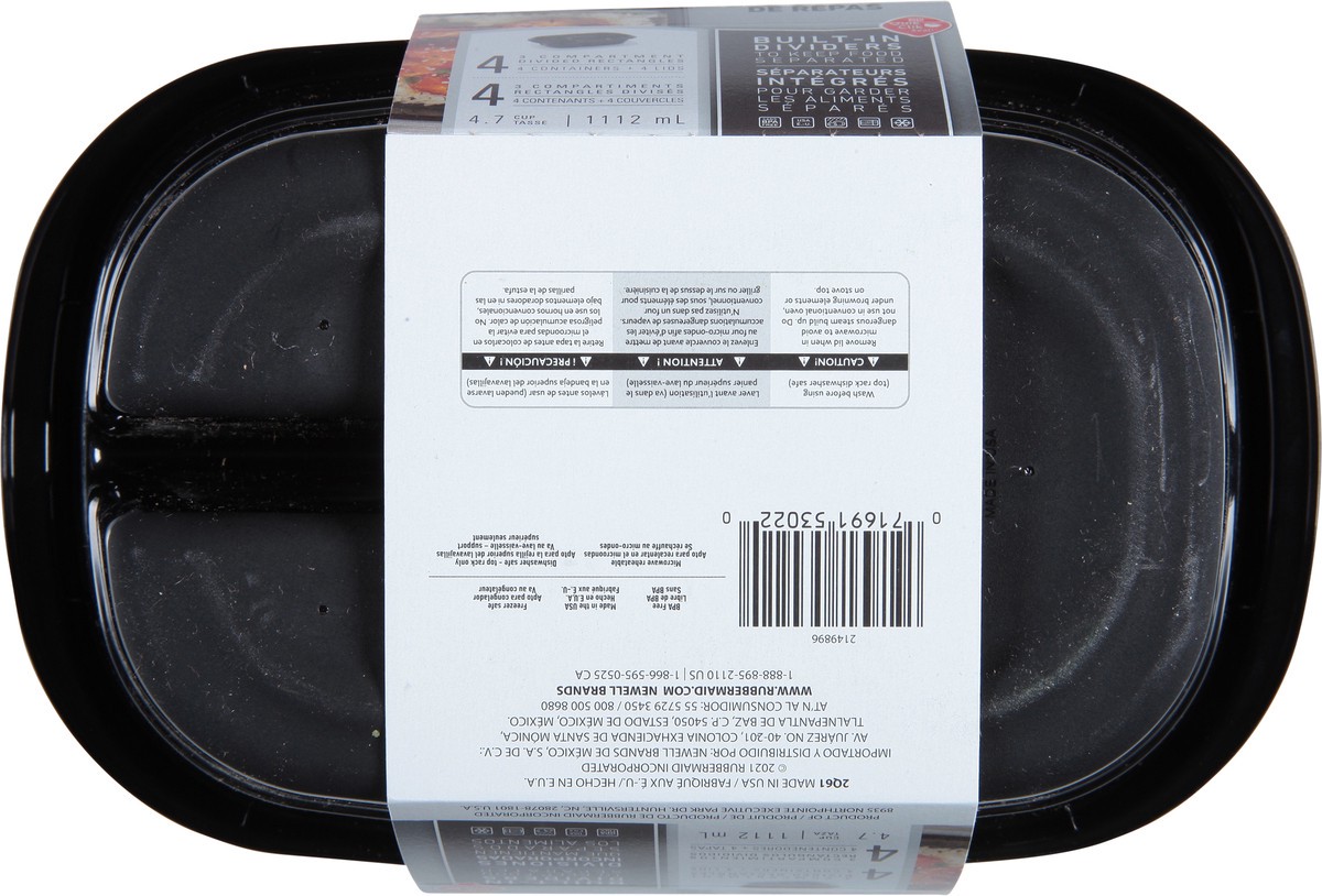 slide 3 of 11, Rubbermaid Take Alongs 4.7 Cup Black Meal Prep 4 ea, 4 ct