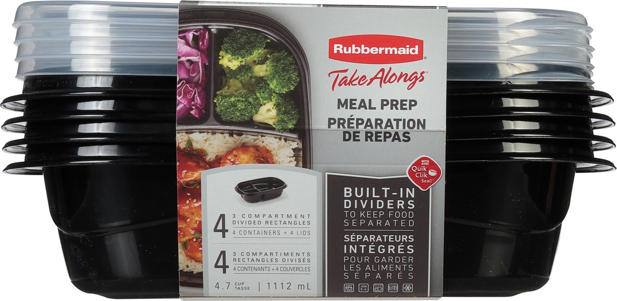 slide 9 of 11, Rubbermaid Take Alongs 4.7 Cup Black Meal Prep 4 ea, 4 ct