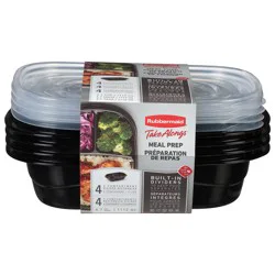 Rubbermaid Take Alongs 4.7 Cup Black Meal Prep 4 ea
