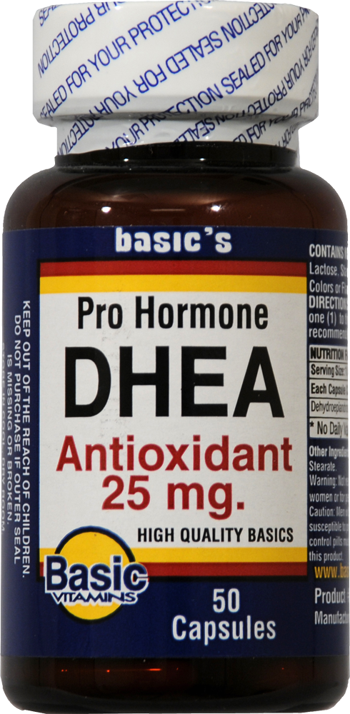 slide 1 of 1, Basic Pro Hormone Dhea Antioxidant Capsules 25Mg, 50 ct