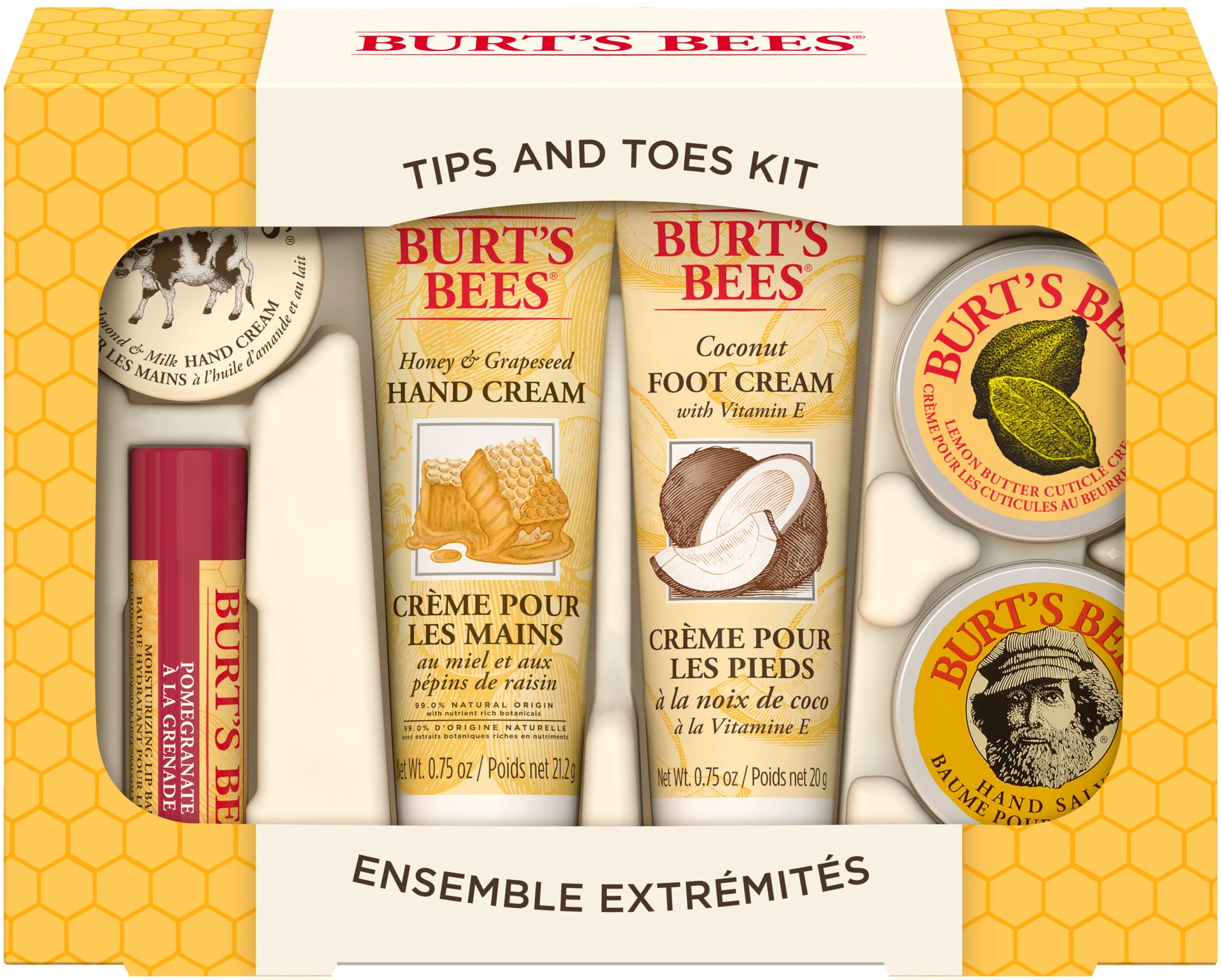 slide 1 of 35, Burt's Bees Tips and Toes Gift Set, 6 Travel Size Products in Gift Box - 2 Hand Creams, Foot Cream, Cuticle Cream, Hand Salve and Lip Balm, 1 ct