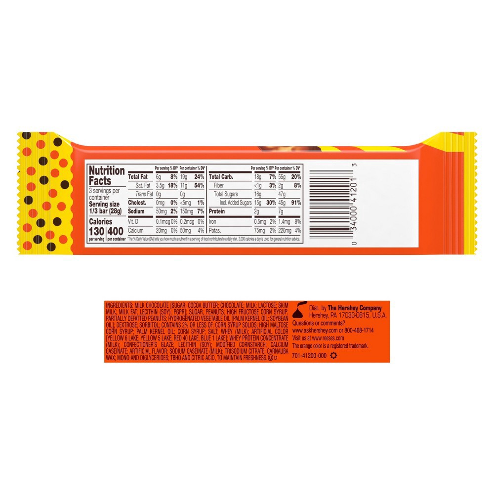 slide 3 of 7, Reese's OUTRAGEOUS! Peanut Butter, Caramel and Reese's PIECES King Size, Candy Bar, 2.95 oz, 2.95 oz