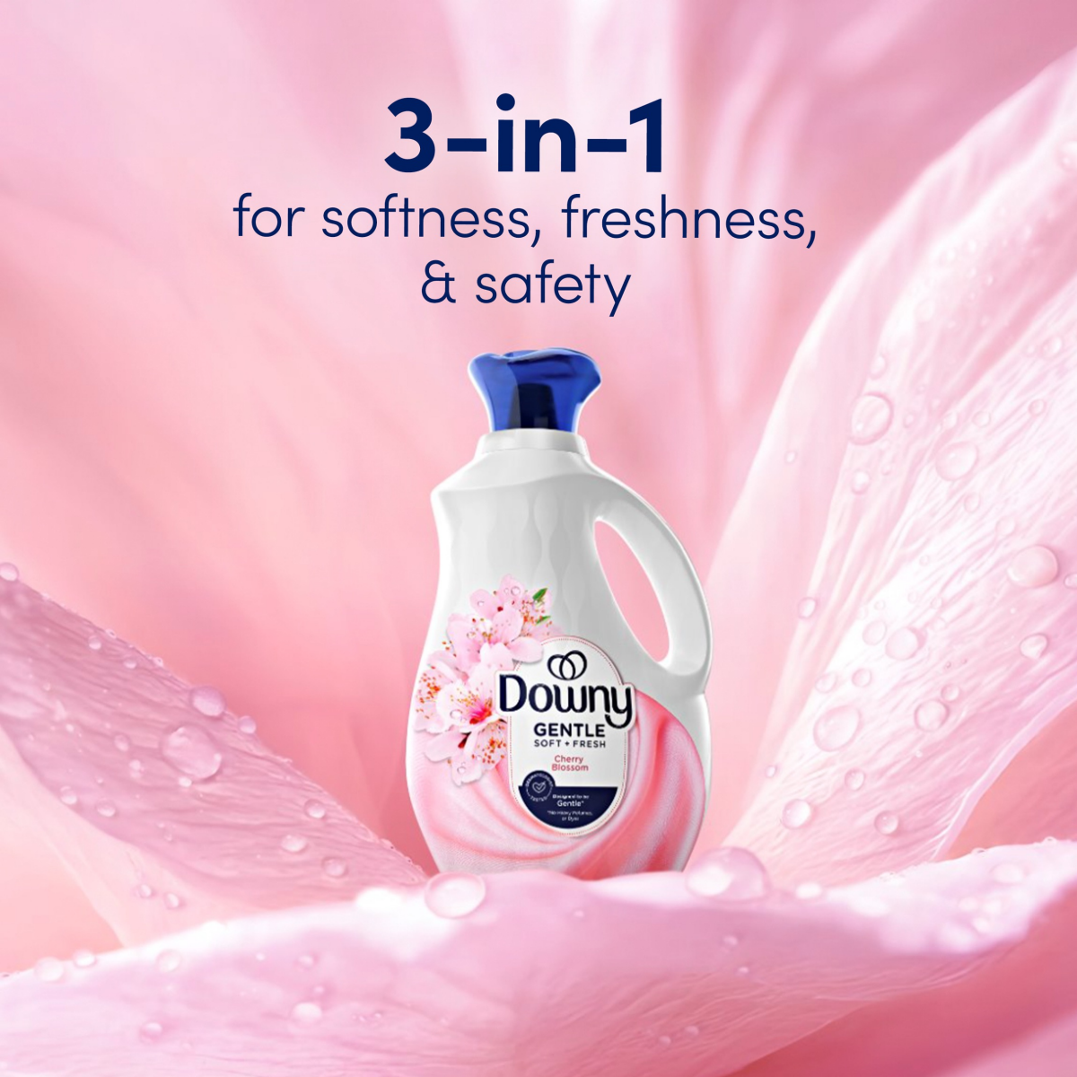 slide 5 of 5, Downy Gentle Soft + Fresh Fabric Softener Liquid, Cherry Blossom Scent, 93 FL OZ, 138 loads, Liquid Fabric Softener Designed to be Gentle on Skin, 93 fl oz