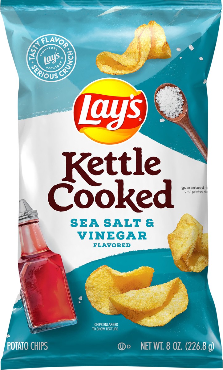 slide 2 of 3, Lay's Kettle Cooked Sea Salt & Vinegar Potato Chips, 8 oz