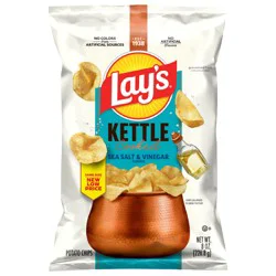 Lay's Kettle Cooked Potato Chips Sea Salt & Vinegar Flavored 8 Oz