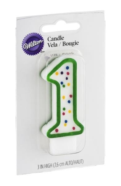slide 1 of 1, Wilton Candle 3 IN High Numeral 1 Green, 1 ct