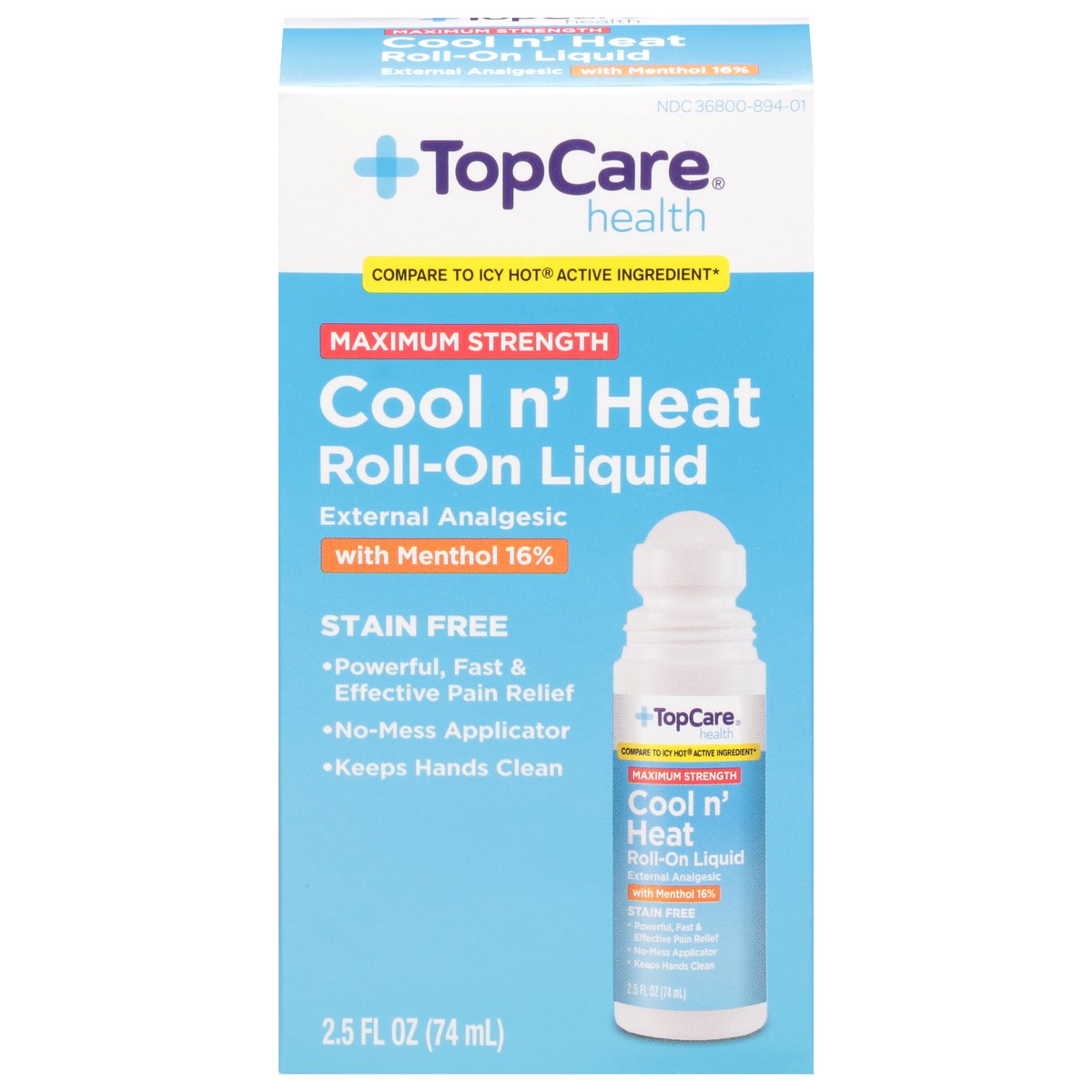 slide 10 of 10, TopCare Health Maximum Strength Cool n' Heat  Roll-On Liquid with Menthol 16% 2.5 fl oz, 2.5 fl oz