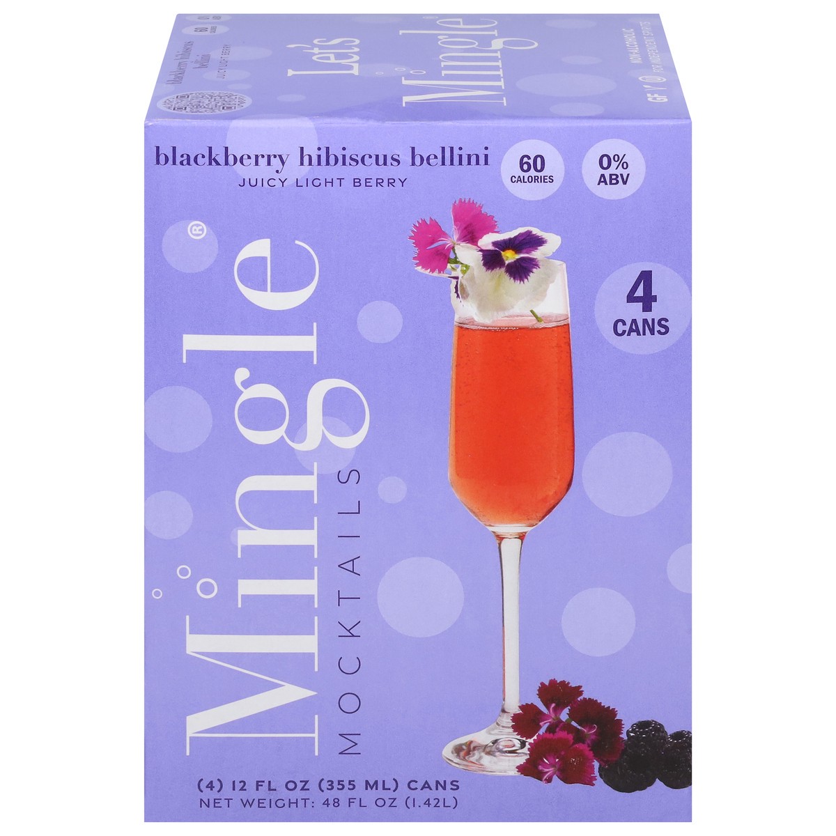 slide 1 of 9, Mingle Blackberry Hibiscus Bellini Mocktails Can 4 ea, 1 ct