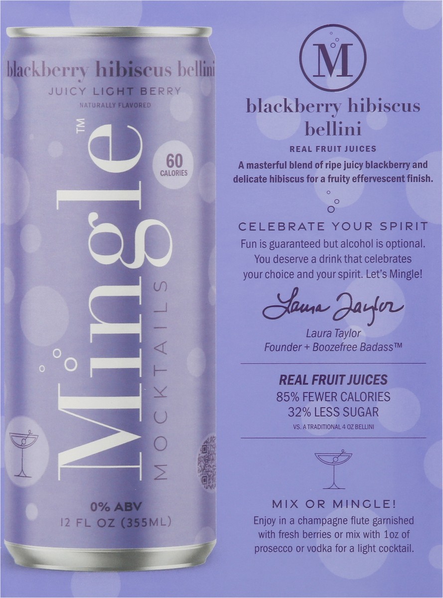 slide 5 of 9, Mingle Blackberry Hibiscus Bellini Mocktails Can 4 ea, 1 ct
