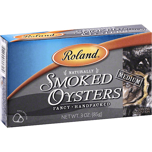 slide 2 of 3, Roland Fancy Medium Smoked Oysters, 3.66 oz